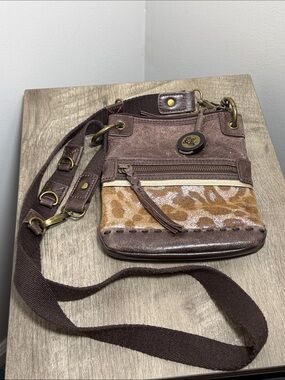 The Sak Brown Leather & Animal-Print Crossbody